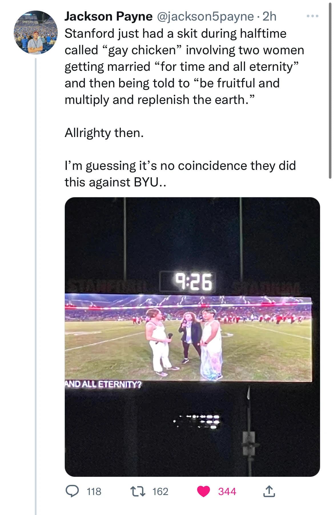 UPDATE: Stanford Halftime Show Features Skit, Mocks the Church