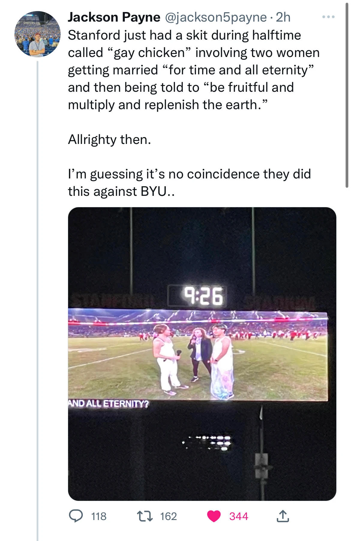 UPDATE: Stanford Halftime Show Features Skit, Mocks the Church