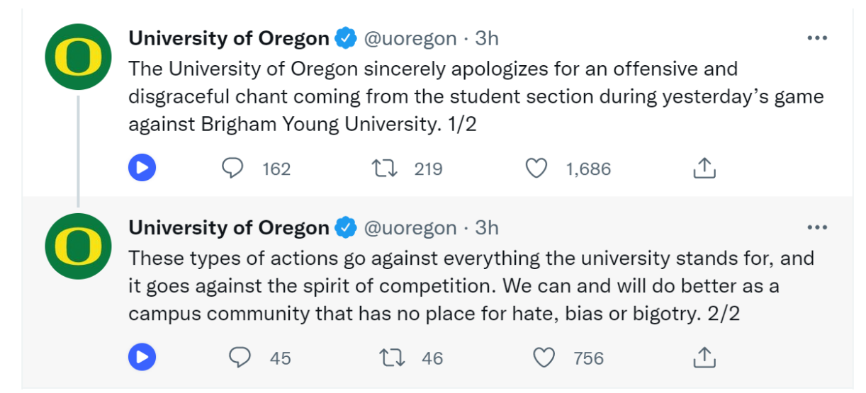 "F*** the Mormons" Chanted at BYU v Oregon Football Game